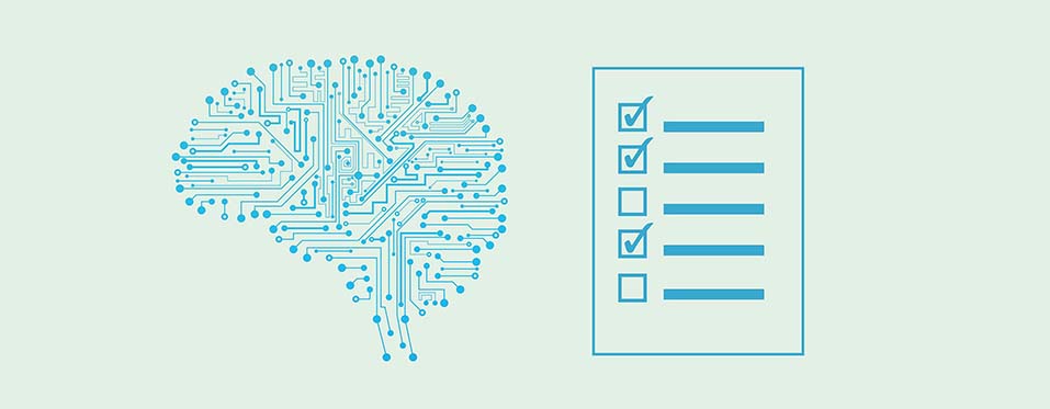 Abstract computer brain and a checklist